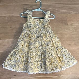 Catherine Malandrino Yellow Floral Fully Lined Kids Dress, Size 2T